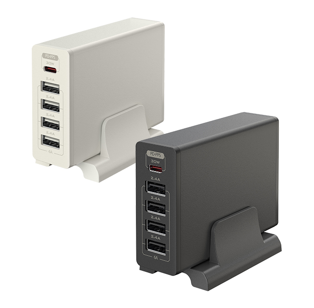 Power Delivery3.0対応 30W出力 USB Type-C×1ポート、USB Type-A×4ポート AC充電器