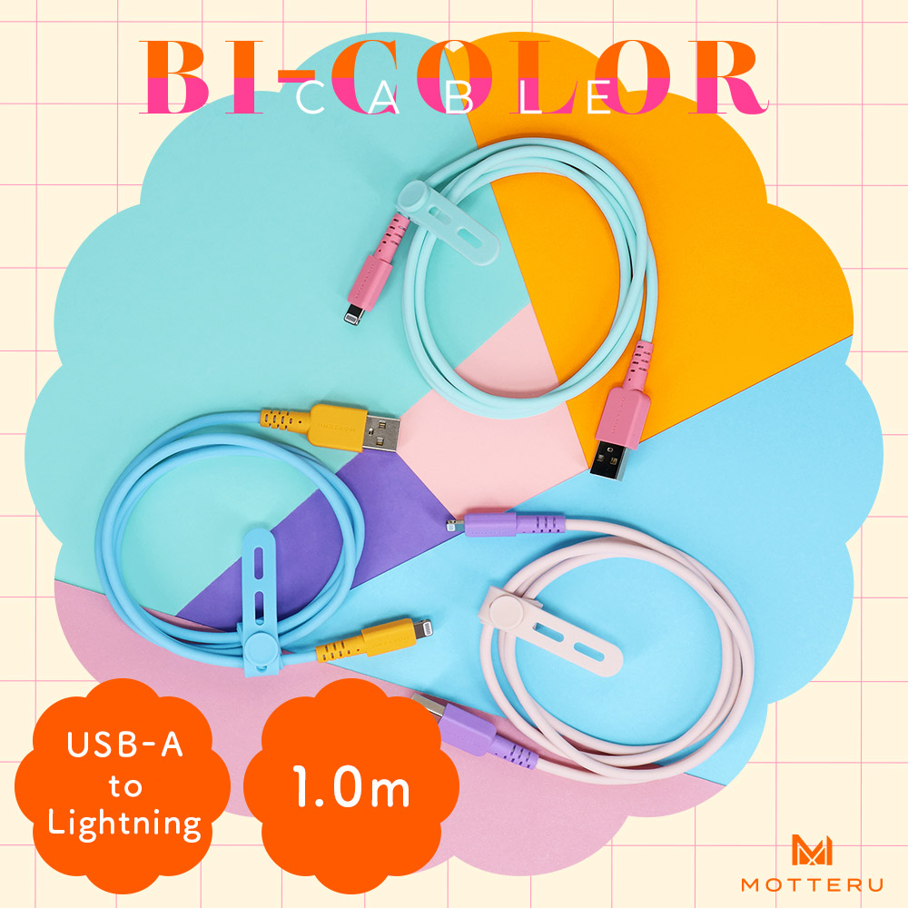 バイカラーケーブル USB-A to Lightning iPhone 14 13 12 SE バイカラーケーブル USB-A to Lightning iPhone 14 13 12 SE